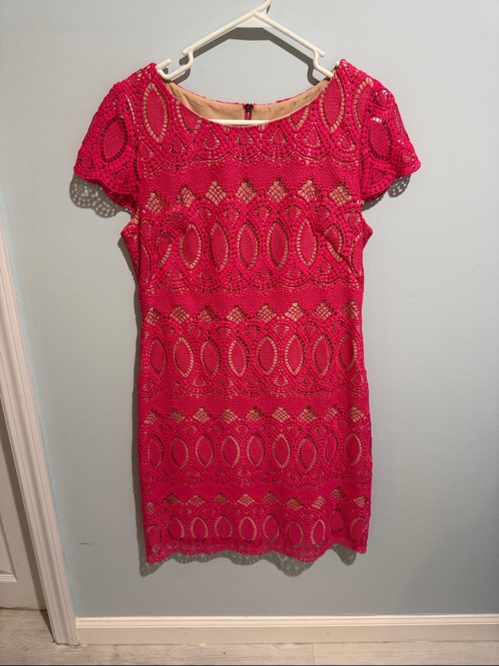 Eliza J Hot Pink Lace Shift Dress